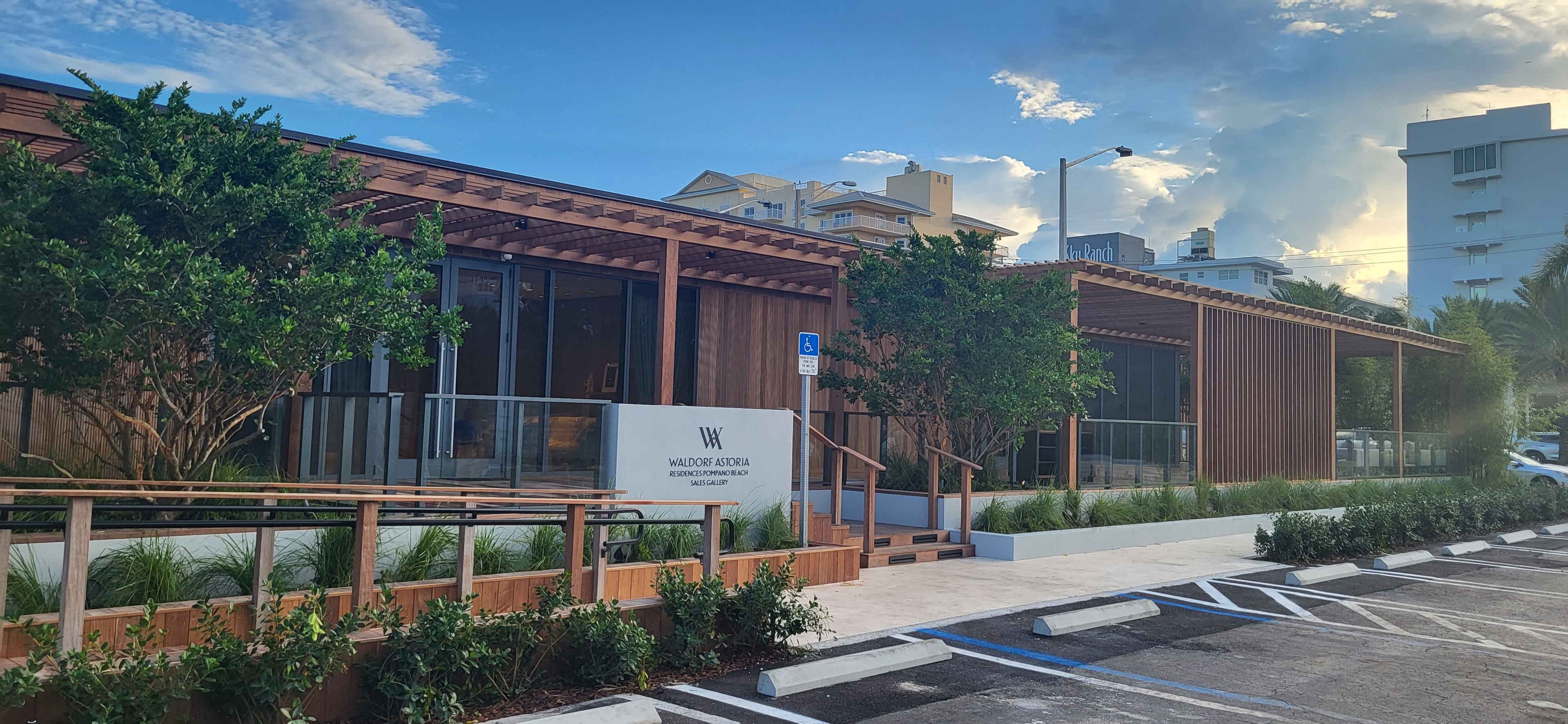 Waldorf Astoria Pompano Beach — beachfront building with wooden architecture