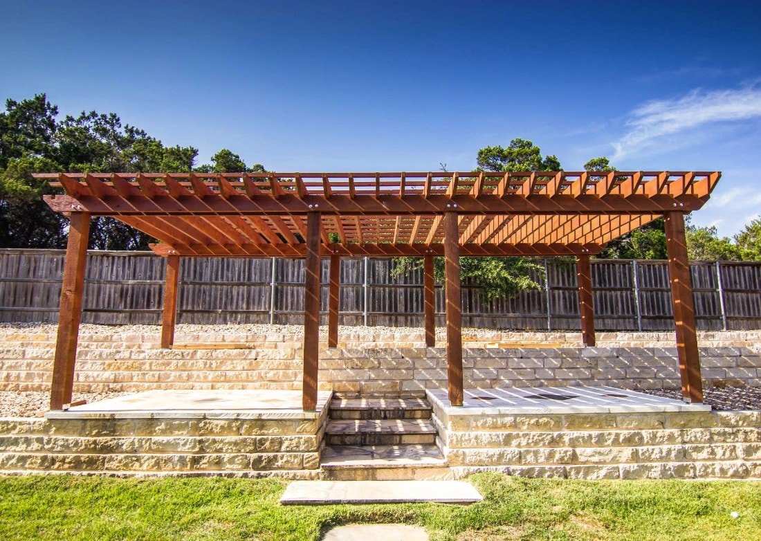 Pergola over stone patio