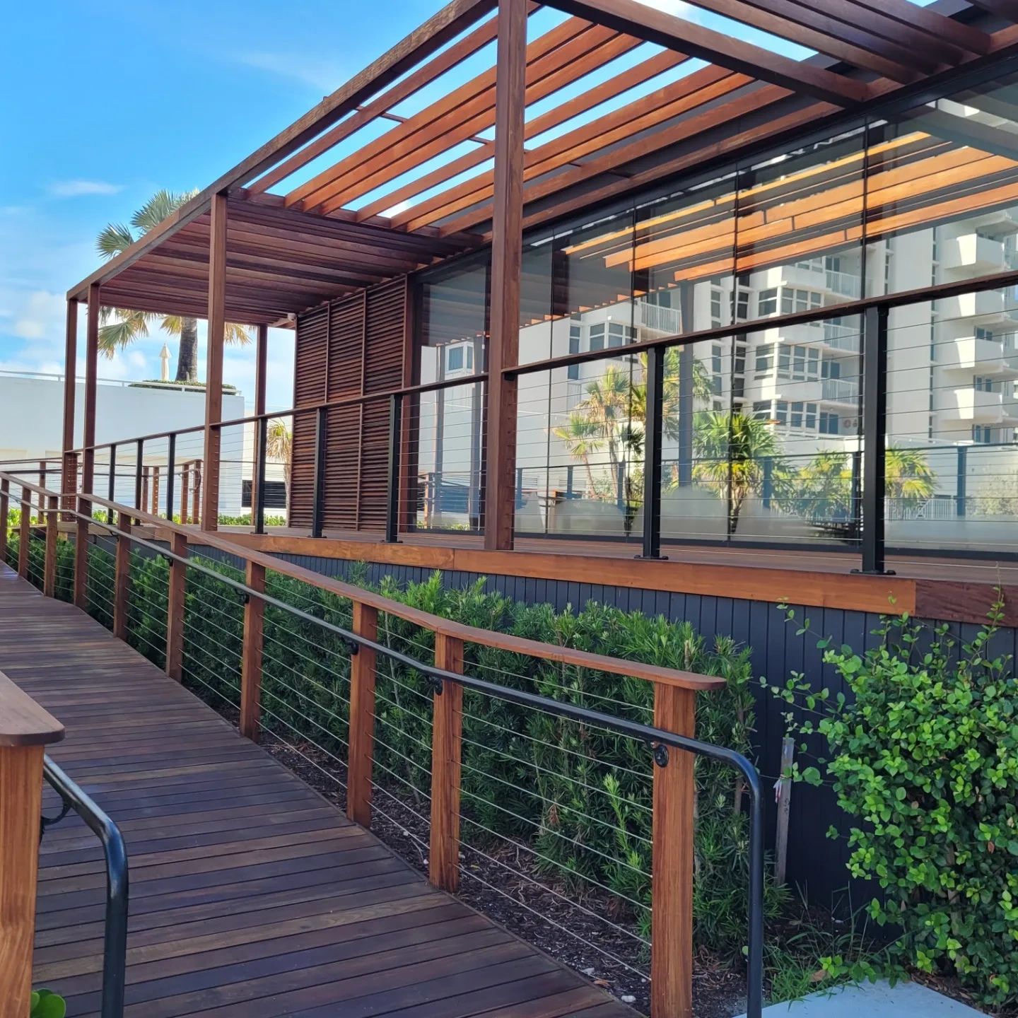 Ipe ADA ramp installation at Ritz-Carlton Residences sales center — Deckmasters of South Florida