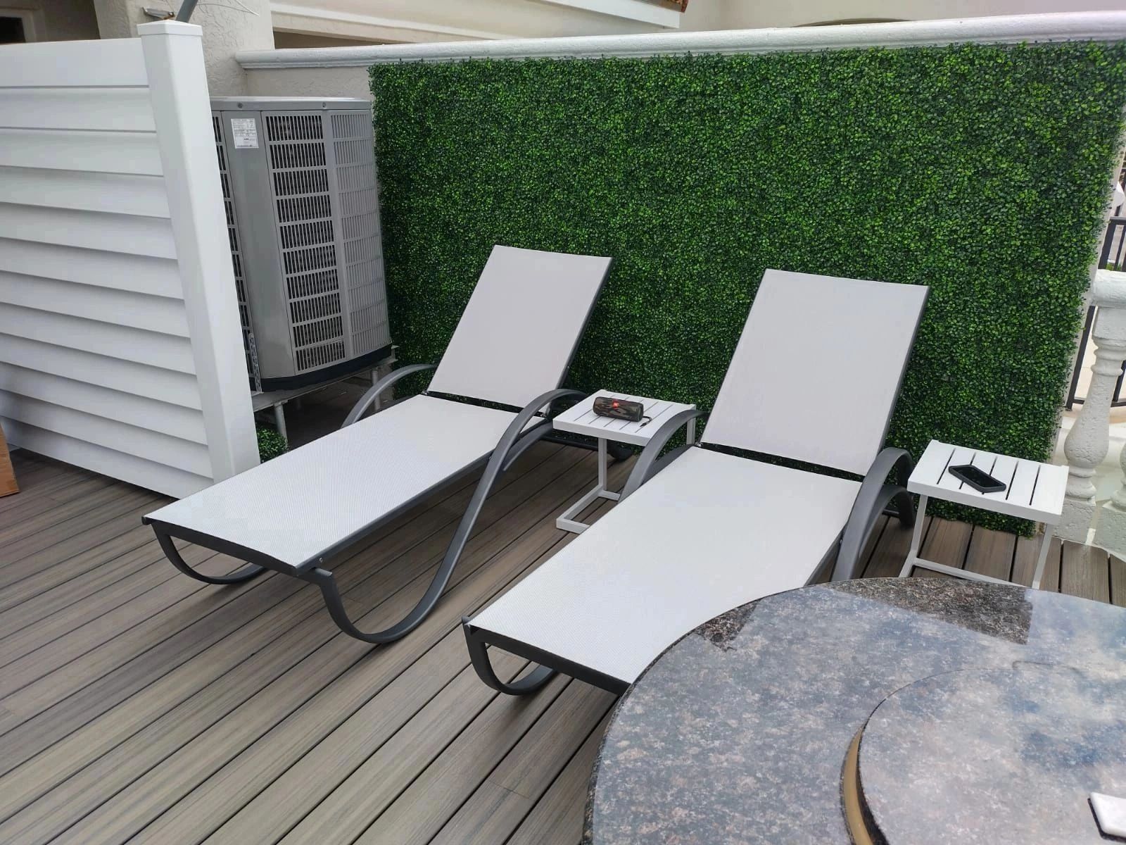 Trex composite rooftop deck — finished surface and railing