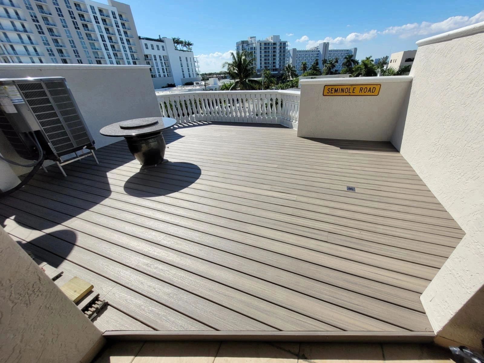 Trex composite deck installation — rooftop outdoor living area